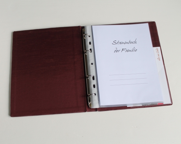 Stammbuch "Goldene Lebensbaum" aus weinrotem Samtleder,  DIN A5